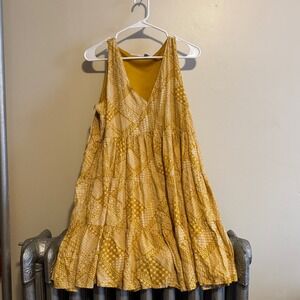 Sincerely Jules Yellow Paisley Print Sleeveless Tiered‎ Dress
